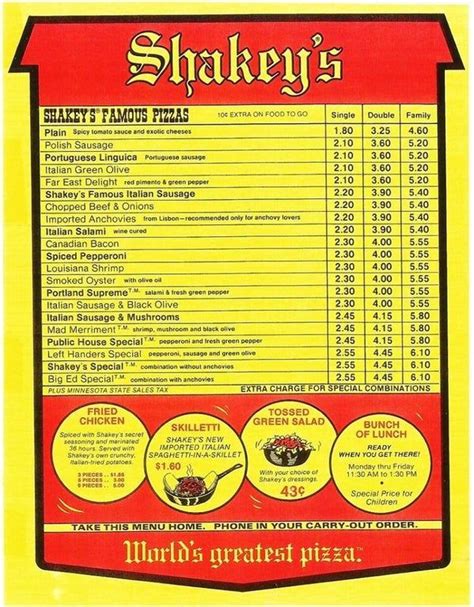 shakeys menu|Shakey's Pizza Menu .